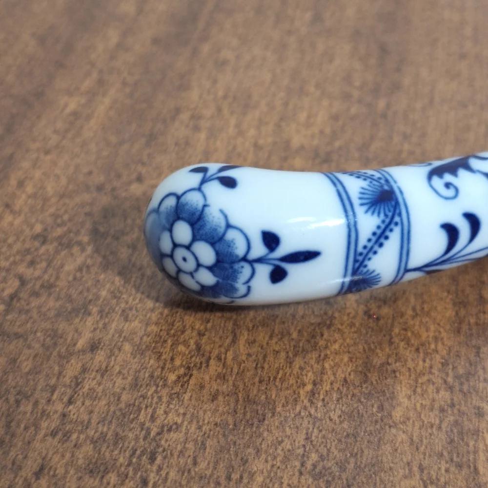 Vtg Sheffield Floraine SS Spoon Server Blue Floral Porcelain Handle England Box